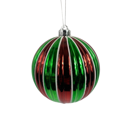 6" Vertical Striped Metallic Ball Ornament