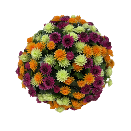 12" UV Mum Topiary Ball - UV Orange/Lt. Green/Hot Pink