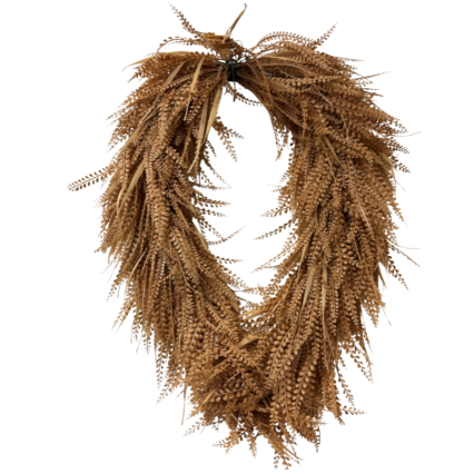 34" Oval UV Bead/Mixed Grass Wreath- Beige