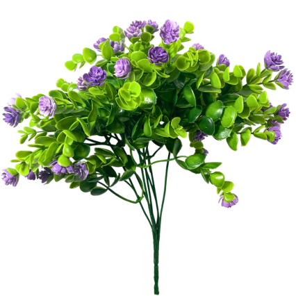 15" Eucalyptus & Flower Mixed Bush - Lavender