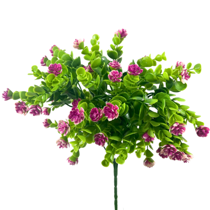 15" Eucalyptus & Flower Mixed Bush - Purple