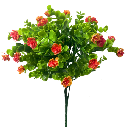 15" Eucalyptus & Flower Mixed Bush - Orange