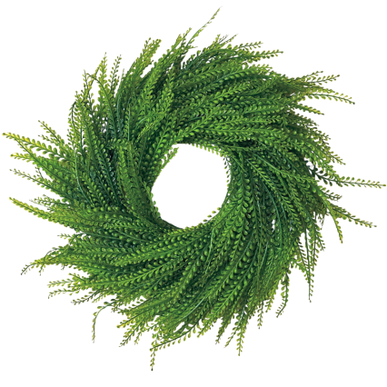 18" UV Protected Bead Grass Wreath - Deep Green