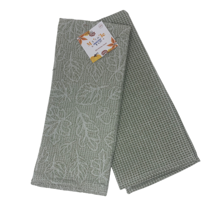 2pk Fall Jacquard Kitchen Towel Leaf Set - GR