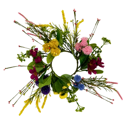 15" Bright Mixed Flower/Grass Wreath