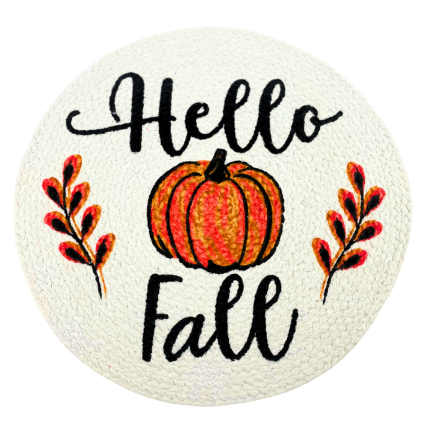 14" Hello Fall Cotton Braided Round Placemat