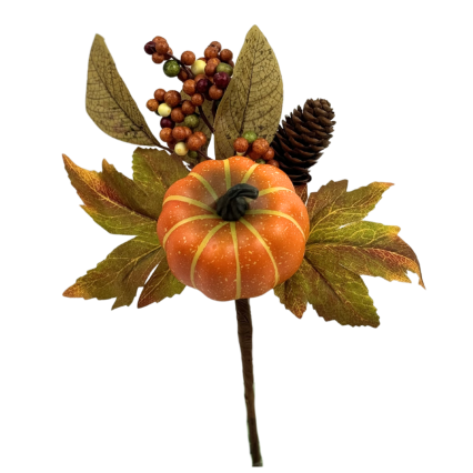 11" Autmn Leaf and Pumpkin Pick