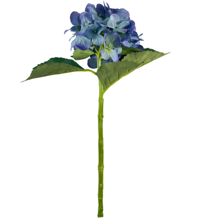 19" Long Single Hydrangea Stem - Blue