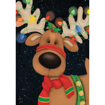 Reindeer In Lights Christmas Garden Flag