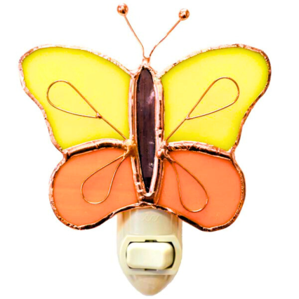 Stained Glass Yellow & Orange Butterfly Nightlight