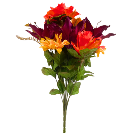 19" Sunflowers, Orange Roses and Purple Lilies Bouquet