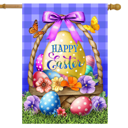 Happy Easter Egg Basket House Flag