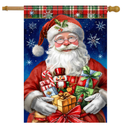 Holly Jolly Santa House Flag