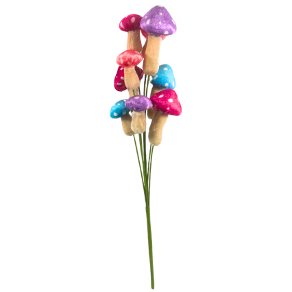 17" Blue, Pink & Purple Mushroom Pick