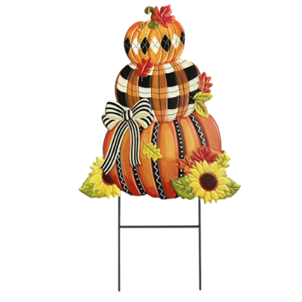 Happy Fall Pumpkin Stack Metal Art