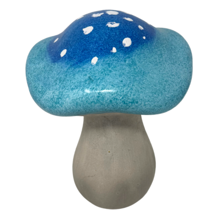 9.5" Glazed Outdoor Mushroom- Blue