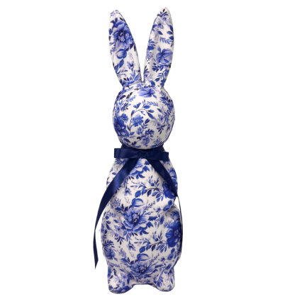 15" Blue & White Fabric Easter Bunny