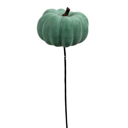 13" Weathered Pumpkin on Stem- Light Blue