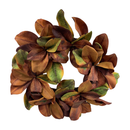 24" Autumn Magnolia Leaf Wreath