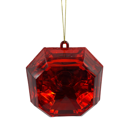 6" Red Acrylic Sqaure Precious Gem Ornament