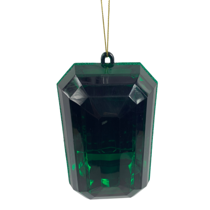 9" Green Acrylic Emerald Cut Precious Gem Ornament