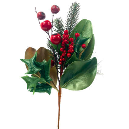 17" Premium Berry, Pine, Magnolia, & Holly Spray