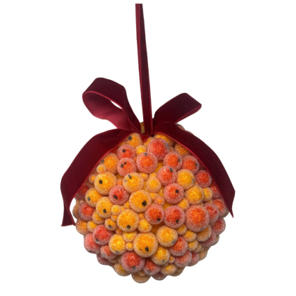 5" Beaded Berry Ball Ornament