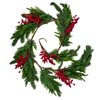 5ft Berry and Cedar Wired Garland