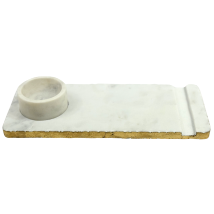 Marble Sushi Plate with Gold Edges