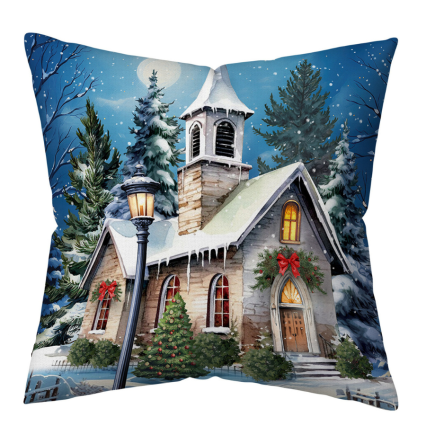 17" Holy Night Burlap Outdoor Pillow