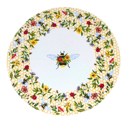 14" Bee Floral Braided Round Placemat