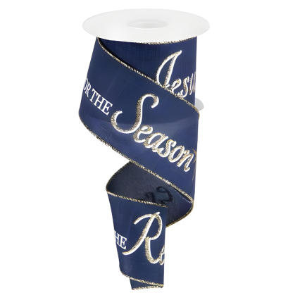 2.5" x 9.9yd Jesus Is The Reason on Navy Ribbon