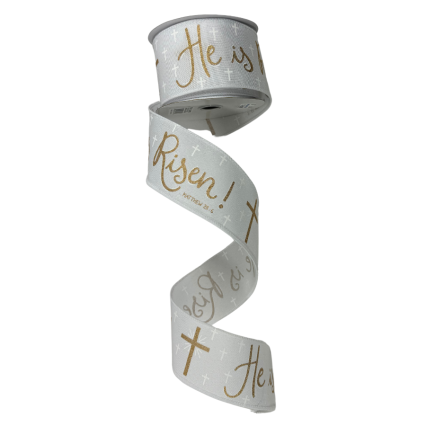 2.5" x10yd He Is Risen Cotton Ribbon