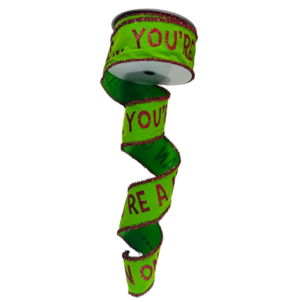 2.5" x 10yd You're A Mean One Wired Ribbon