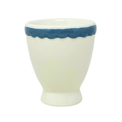 3" Ceramic Scalloped Egg Holder-Blue