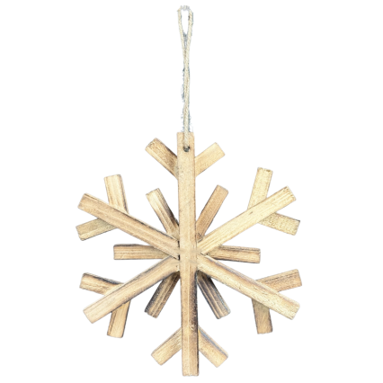 10" 6-point Wooden Snowflake Ornament