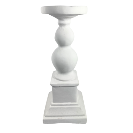 14" White Ceramic Pillar Candle Holder