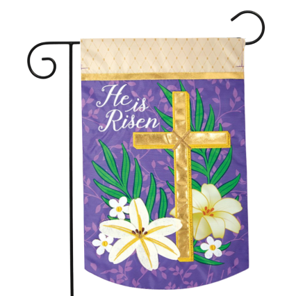 Gold Easter Cross Garden Flag