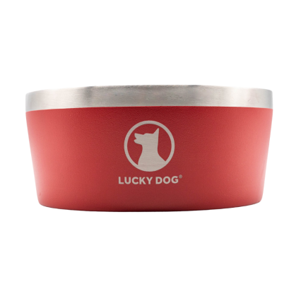 Lucky Dog Extra-Large Stainless-Steel Dog Bowl - Red