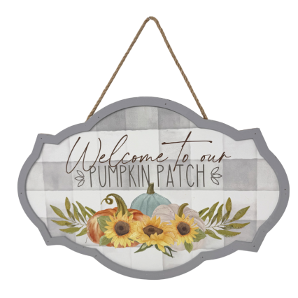 12" Wood Welcome to our Patch Hanging Sign