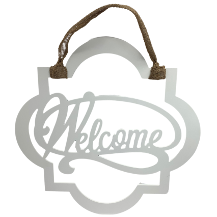 Welcome White Wood Sign