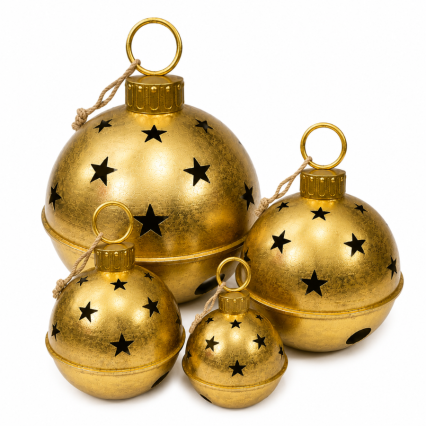 Metal Gold Metallic Hanging Jingle Bell Set