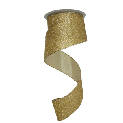 2.5" x 10yd Gold Glitter Ribbon