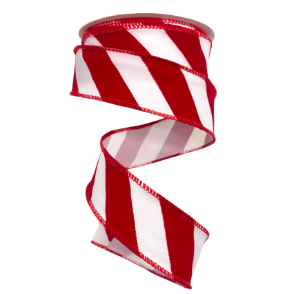 1.5" x 10yd Candy Cane Grand Velvet Stripe Ribbon