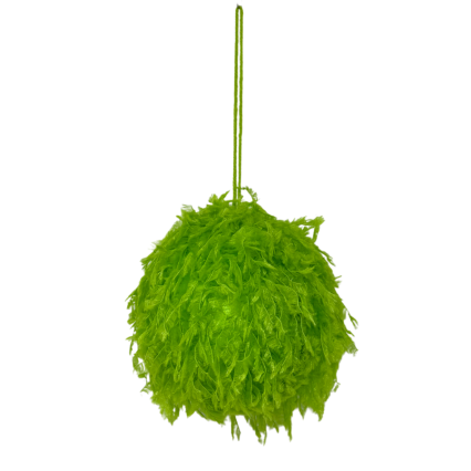 5" Green Feathery Ball Ornament