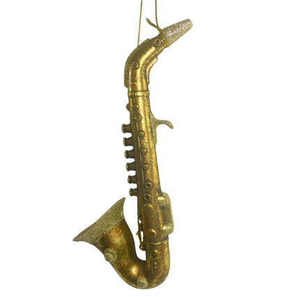10" Brass Saxophone w/ Glitter Ornament