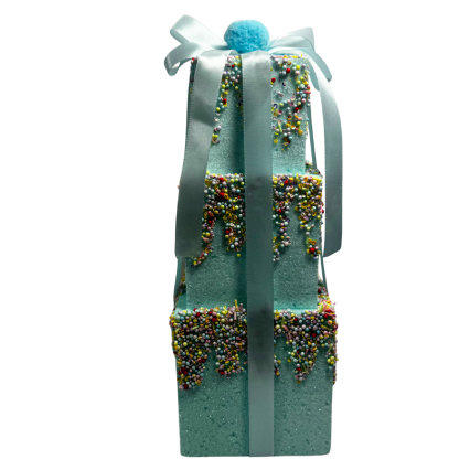 12" Beaded Stack Cake Ornament-Blue