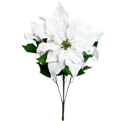 19" White Poinsettia Bush