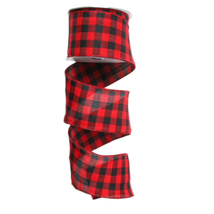 2.5" x 10yd Red Black Small Checkered Ribbon