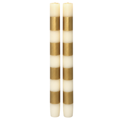 10" Ivory & Metallic Gold Stick Candles- Pack of 2